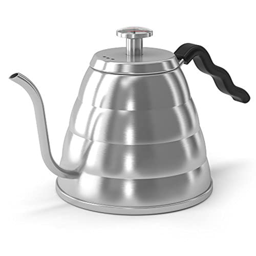 Coffee Gator Gooseneck Kettle with Thermometer - 40 oz Stainless Steel, Stove Top, Premium Pour Over Kettle for Tea and Coffee w/ Precision Drip Spout