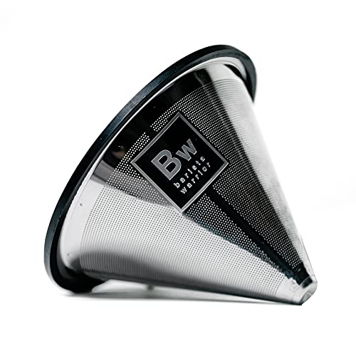 Barista Warrior Compatible for Hario V60 & Chemex Pour Over Coffee Filters – Reusable Stainless Steel – Best Coffee Maker and Bar Accessories (Silver)
